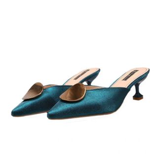 Sục cao gót lụa satin bóng