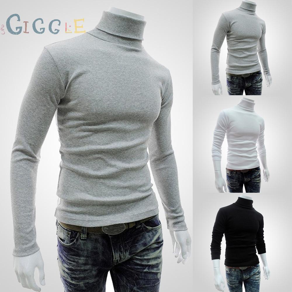 Mens Slim Turtleneck Long Sleeve Tops Pullover Warm Stretch Knitwear Sweater  hot sale readystock 2021