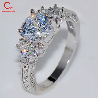 Nhẫn đính hôn mạ vàng đính đá zircon