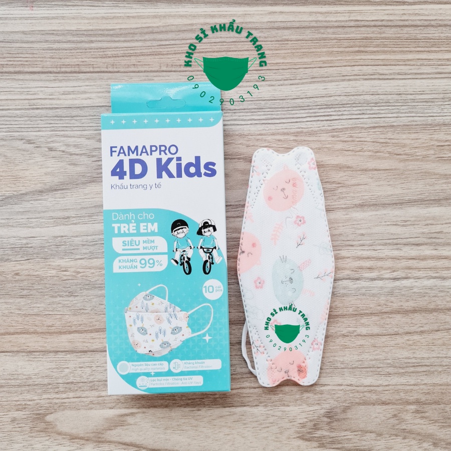 [Giá Sỉ] Khẩu trang 4D kid Famapro hộp 10 cái siêu dễ thương