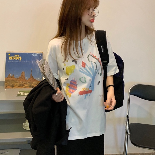 Áo Thun Nữ Ngắn Tay In Hình Phong Cách Mới