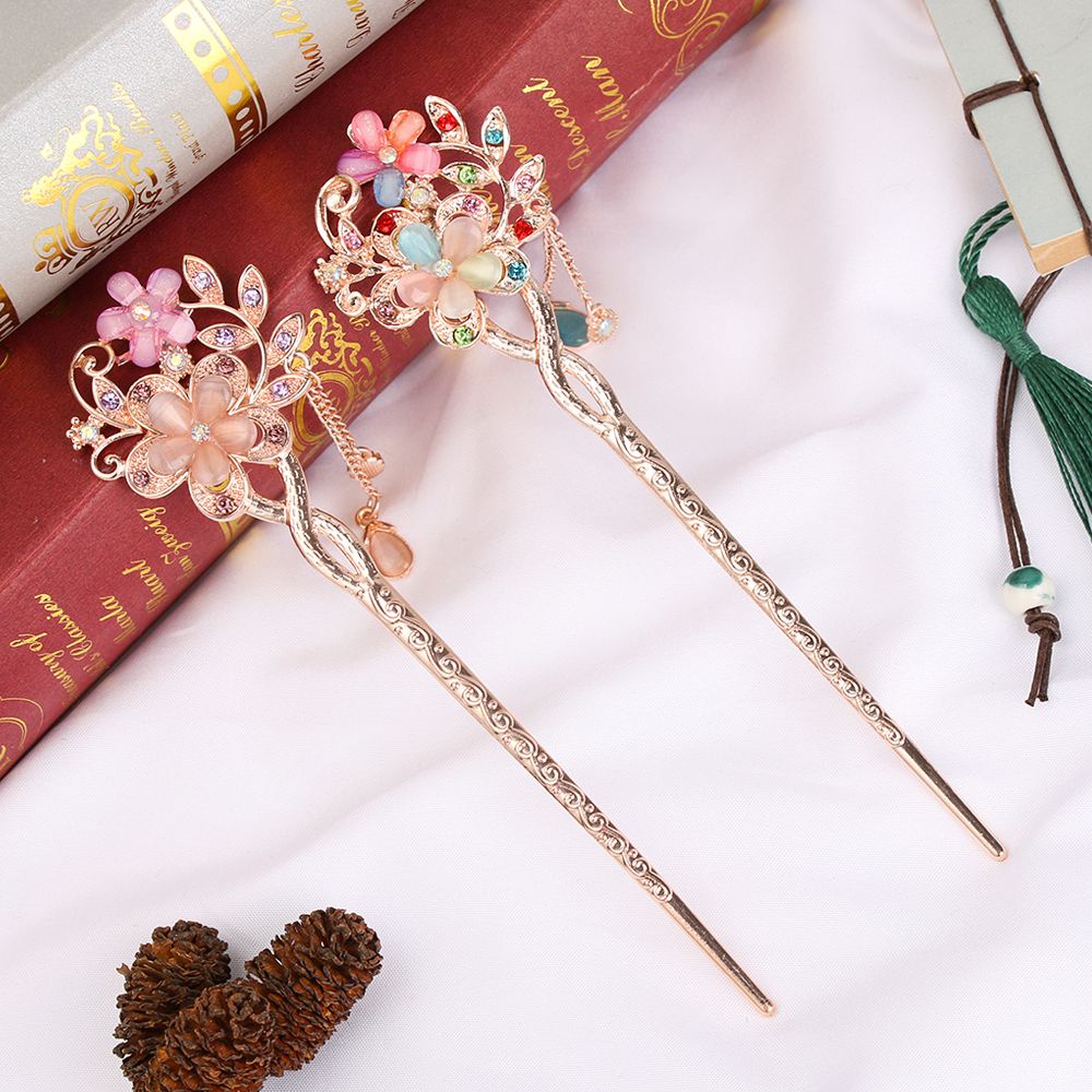 Trâm cài tóc hình hoa hai đầu phong cách cổ điển thời trang dành cho nữ