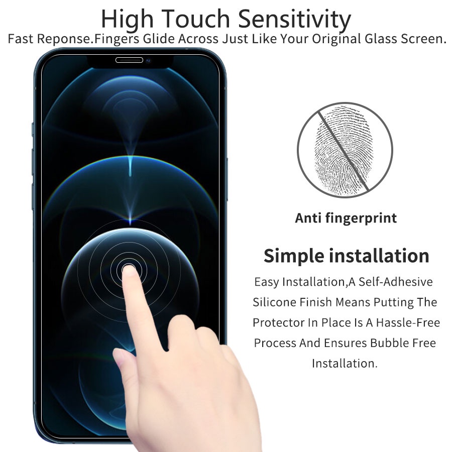 3 trong 1 Bảo Vệ Camera và Màng sau Cacbon và Kính Cường lực Bảo Vệ Màn Hình Cho iPhone 13 12 Mini 11 Pro XR X XS Max 8 7 6 6s Plus SE 2020 Chống Trầy