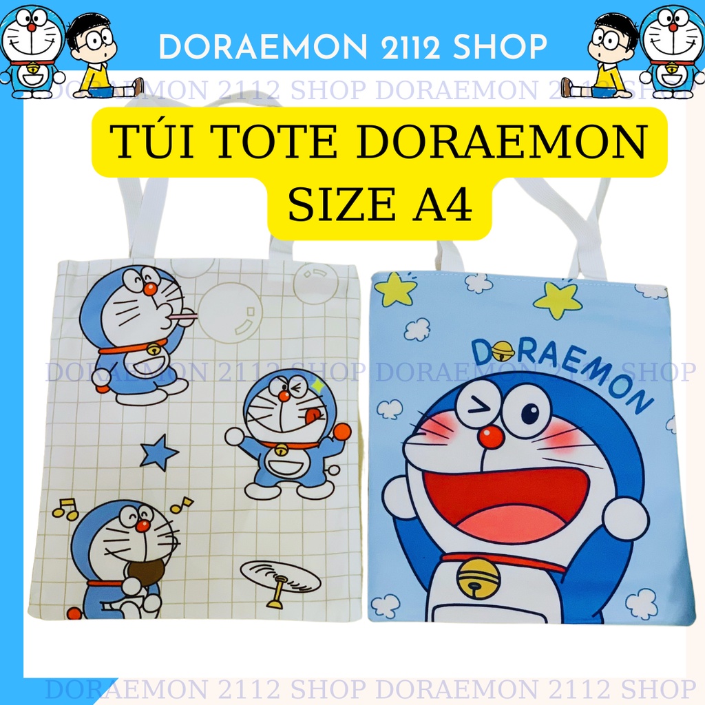 Túi tote vải mèo máy DORAEMON kích thước A4