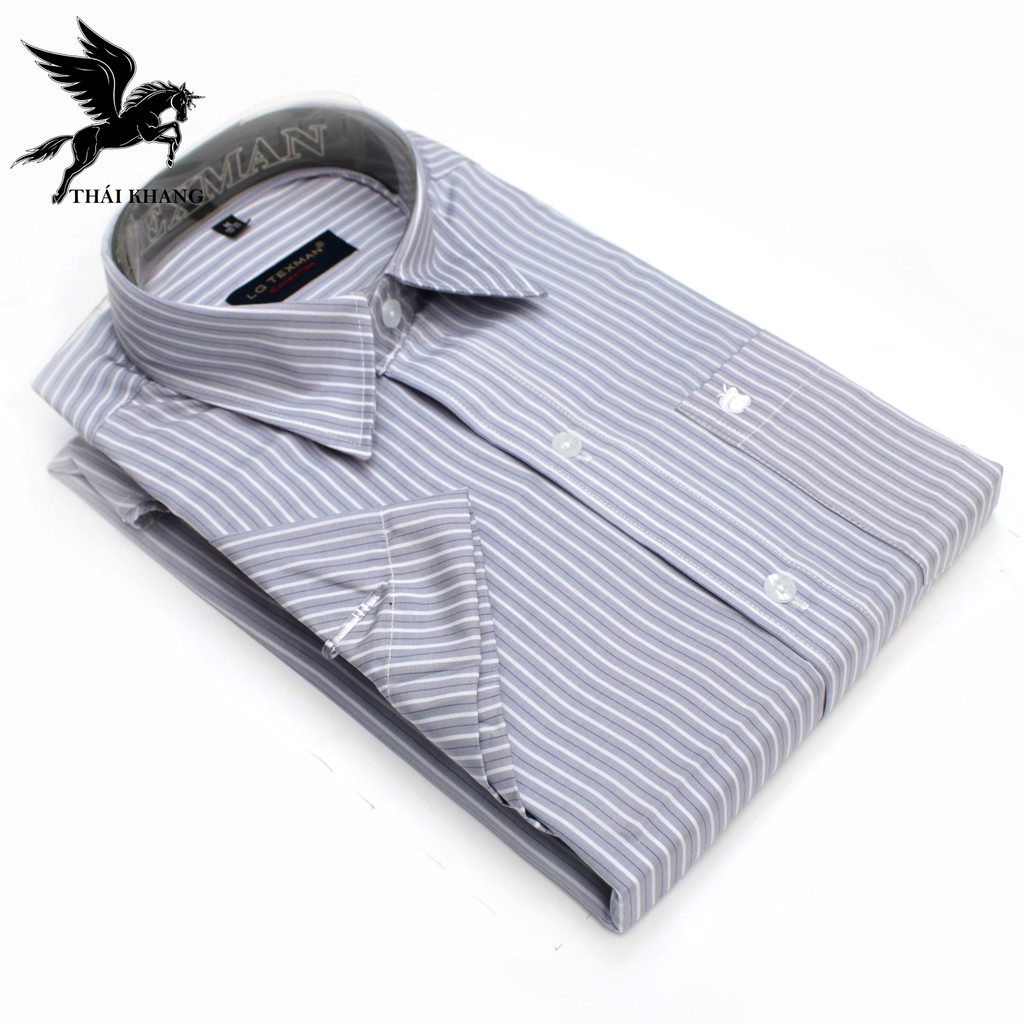 áo sơ mi nam ngắn tay sọc caro CAO CẤP form regular loại sơ mi công sở vải cotton đẹp #8