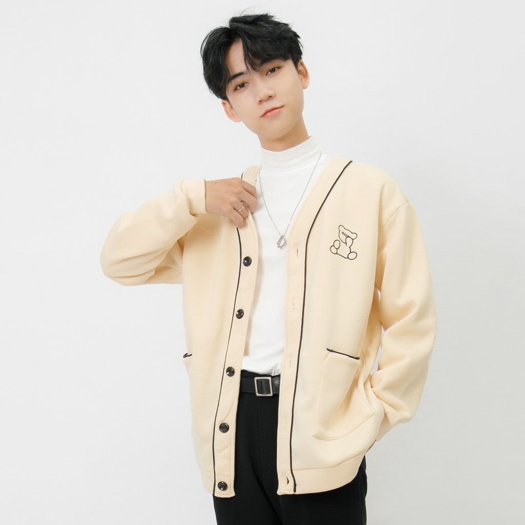 Áo Khoác Cardigan Nam MANDO Trơn Dài Tay Nỉ Trần Bông Cao Cấp Form Rộng Basic Unisex Thời Trang Hàn Quốc NDN077 | BigBuy360 - bigbuy360.vn