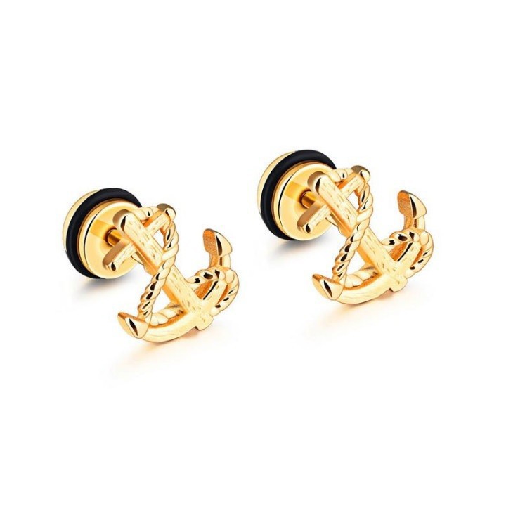 Bông Tai Nam Hình Mỏ Neo Titan Không Đen TT 1682