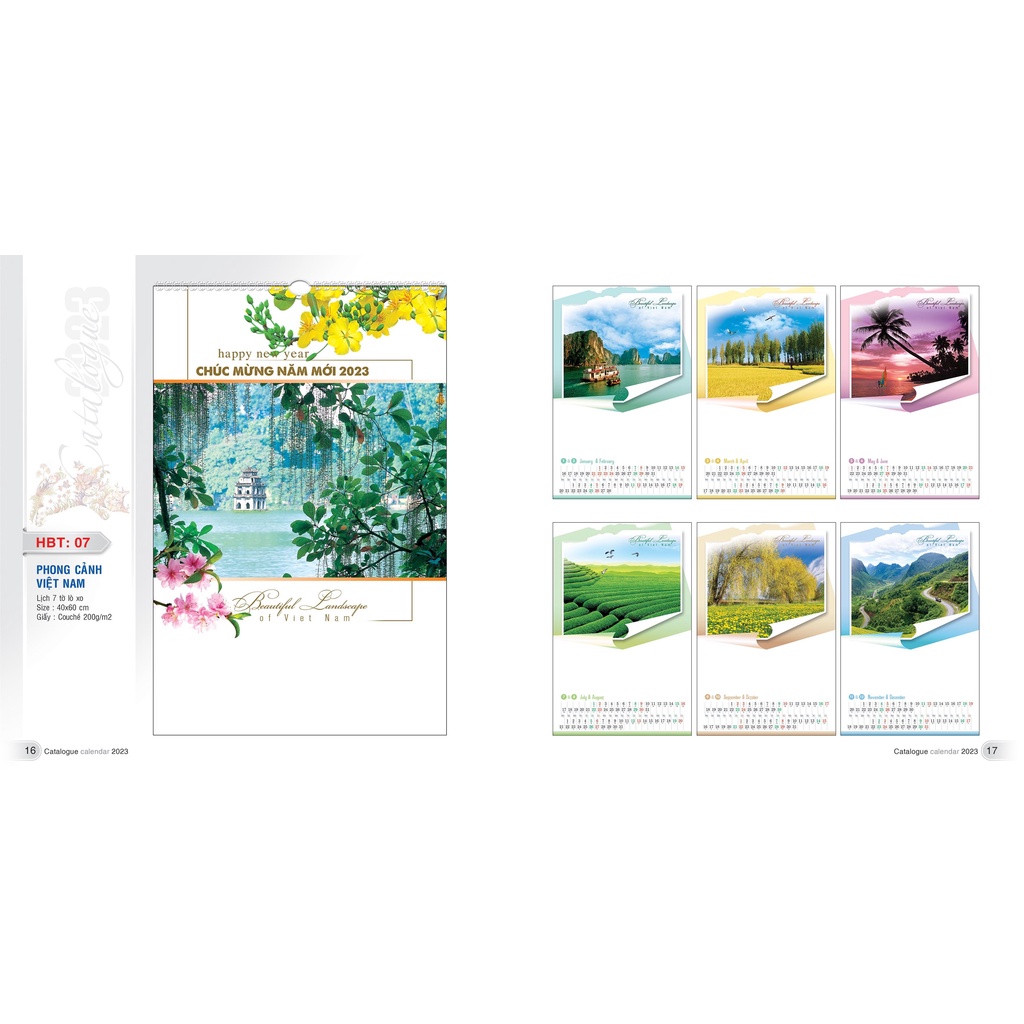 Lịch 7 tờ lò xo  1 tờ 2 tháng HÌNH NGẪU NHIÊN