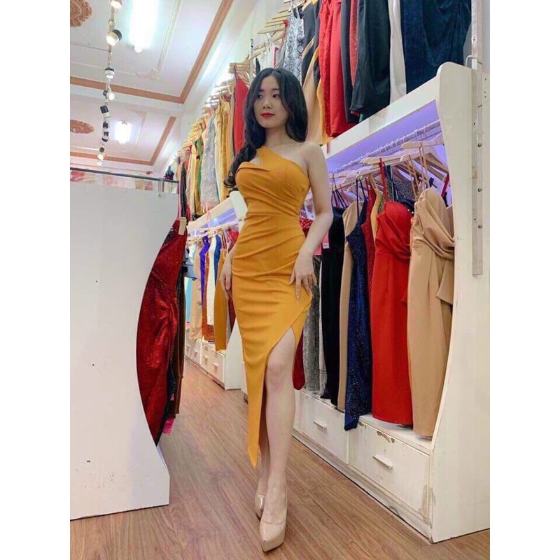 Đầm chéo vai dự tiệc sang chảnh