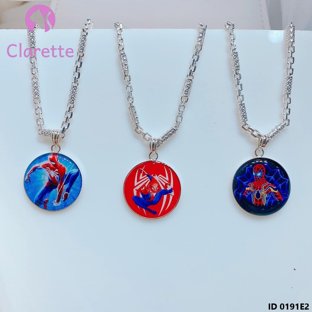 Vòng cổ bạc cho bé nam hình siêu nhân, hình người nhện, hình người dơi khắc tên theo yêu cầu Clarette 0191E