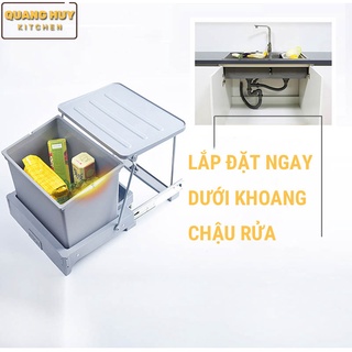 Thùng rác âm tủ bếp nhấn mở tự động