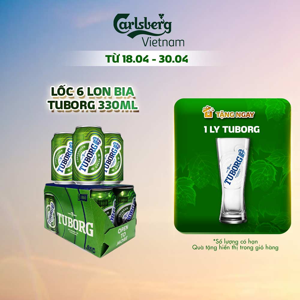 [Mã BMBAU50 giảm 7% đơn 99K] Lốc 6 lon bia Tuborg 330ml/lon