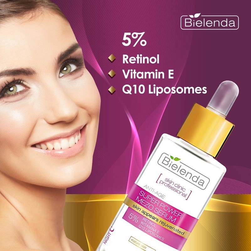 Serum Bielenda Retinol Neuro,Mezo Skin Clinic 5% trẻ hoá,làm da căng bóng & Kem bielenda retinol chống lão hoá