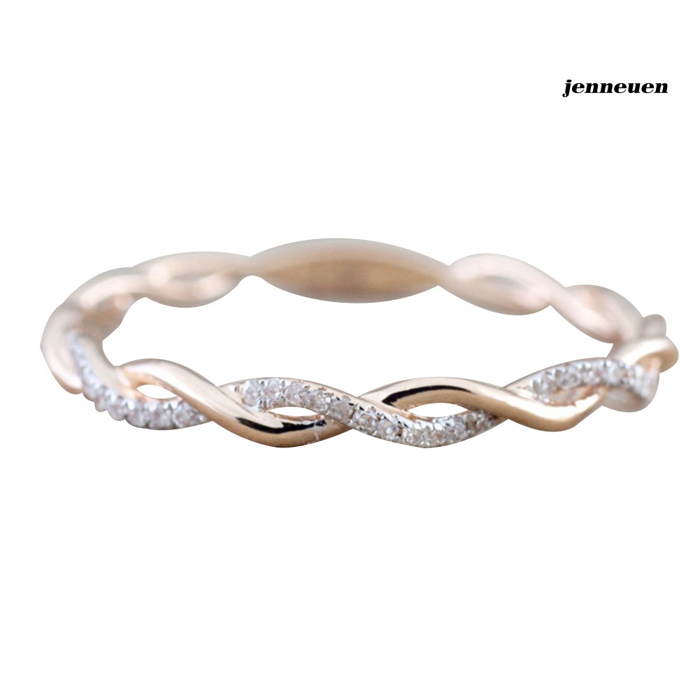 Nhẫn đính đá giả thiết kế dạng xoắn thời trang sang trọng cho nữ