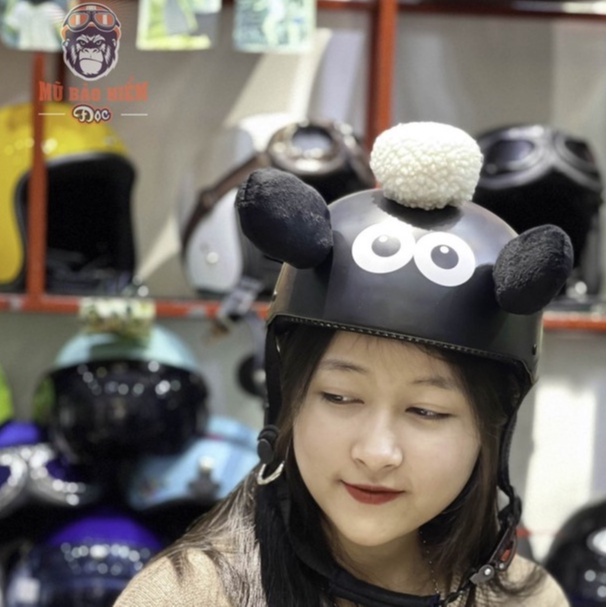 Mũ Bảo Hiểm nửa đầu Cừu dễ thương- Lót, dây khóa cao cấp - Bảo hành 12 tháng