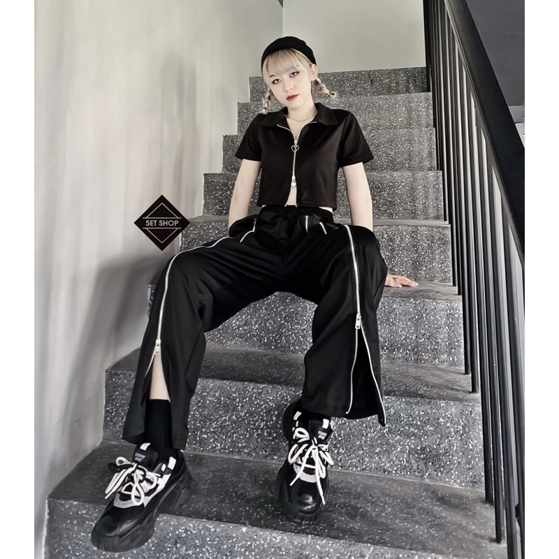 Quần culottes khoá ống