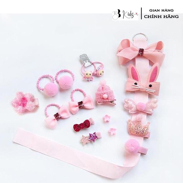 Hộp Nơ Buộc Tóc BB Kids Hình Gấu 18 Chi Tiết Cho Bé