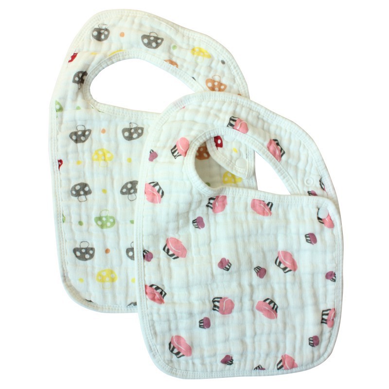 Set 2 yếm ăn vải cotton mềm mại in họa tiết đáng yêu cho bé