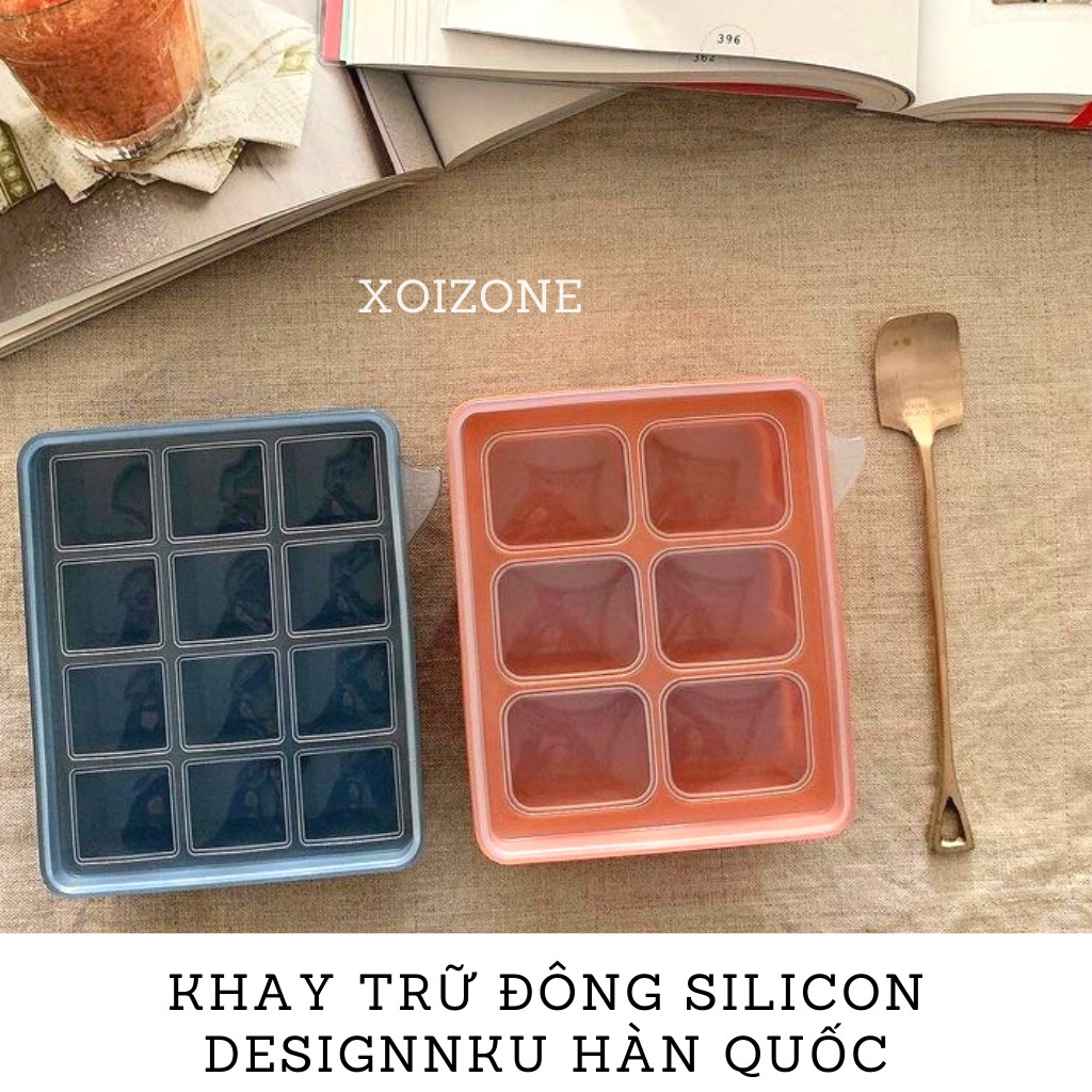 Khay trữ đông silicon cao cấp Designnku Hàn Quốc 4 ô/ 6 ô/ 12 ô/ 20 ô (có nắp đậy)