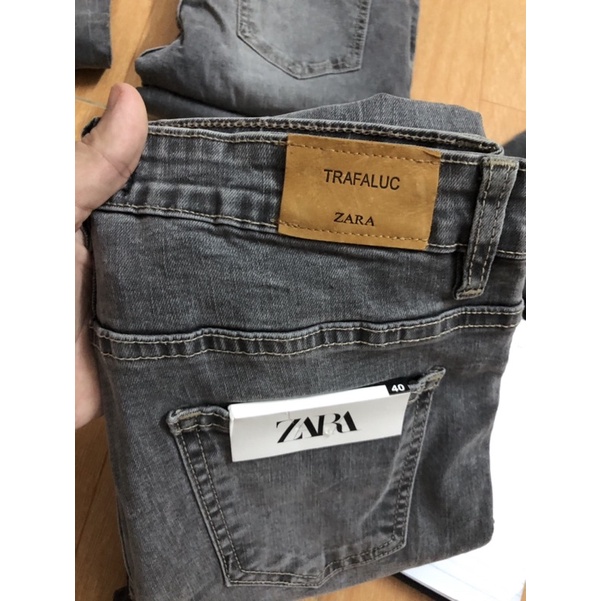 quần jeans skinny za.ra màu xám khói xuất dư