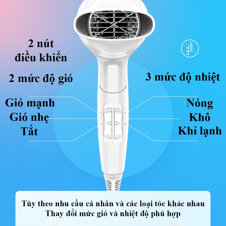 Máy sấy tóc Flyco FH6232, 2 Chiều Nóng Lạnh, Công suất 2000W lớn dùng cho salon tóc, Hộ gia đình