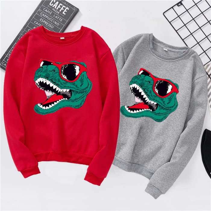 Top / T-Shirt / Women's clothes,Dinosaur,Crew Neck,Long Sleeve,Polyester,White,Gray,Black,Red,Pink,Size S-3XL 【lyfs】 | BigBuy360 - bigbuy360.vn