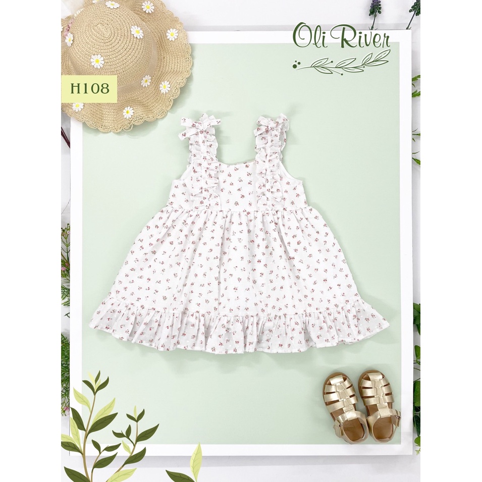 váy bé gái sát nách cổ tròn dáng suông