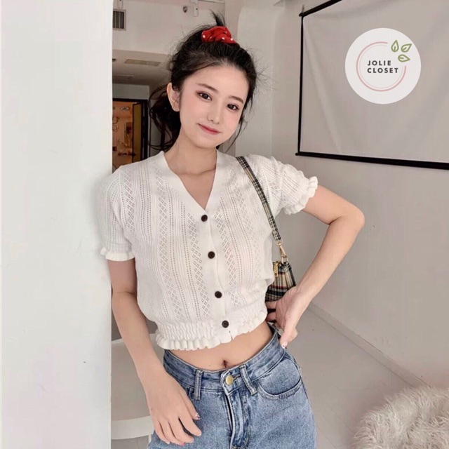 Áo Croptop Len Mogini Hàn Quốc Dễ Thương