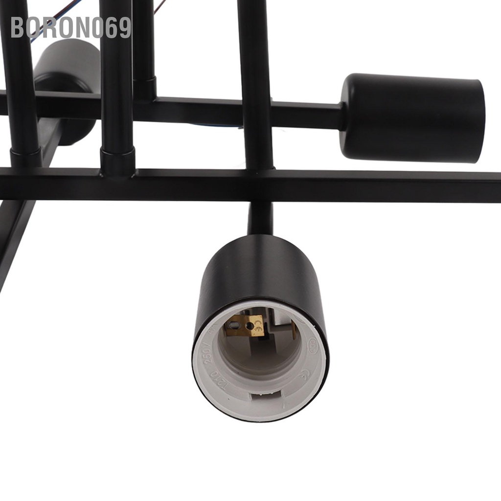 Boron069 Đèn chiếu sáng trần hiện đại 4 đèn chùm gắn mặt dây chuyền bán phẳng E27 Đen