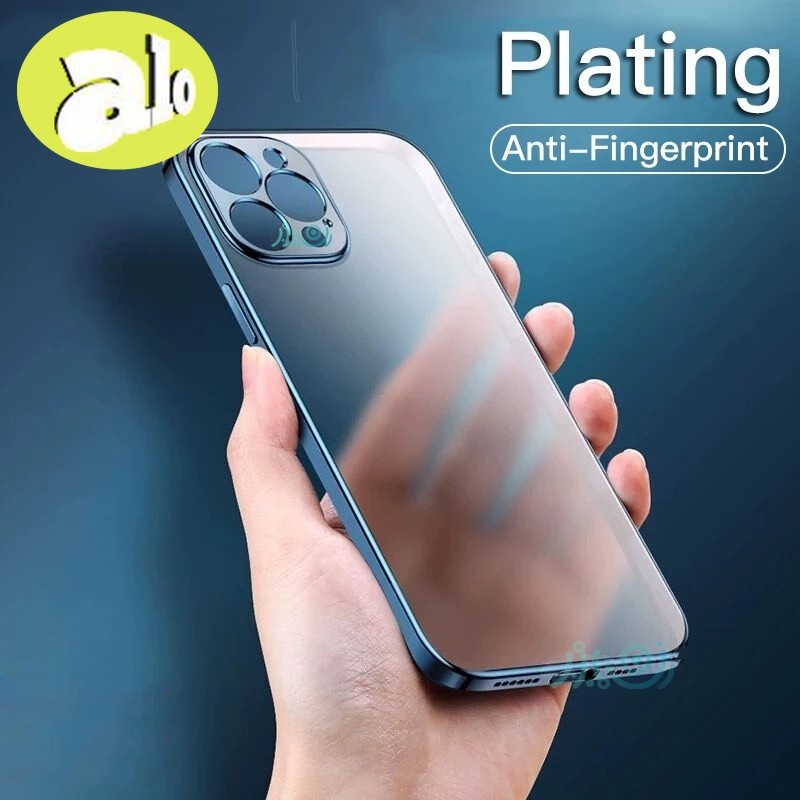 Ốp điện thoại trong suốt khung vuông mạ sang trọng thích hợp cho iPhone 11 12 Pro Max X XR XS 7+ 8 Plus SE 2 2020