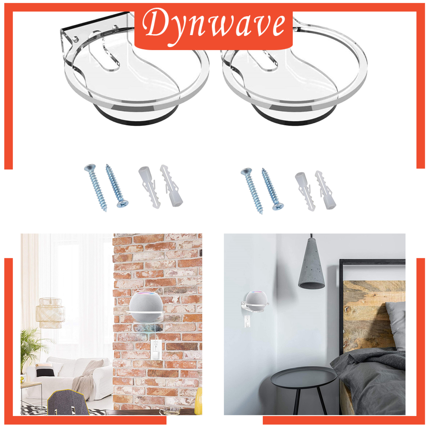 [DYNWAVE]Premium Clear Home Speaker Wall Mount Holder for Homepod Mini Wall Stand