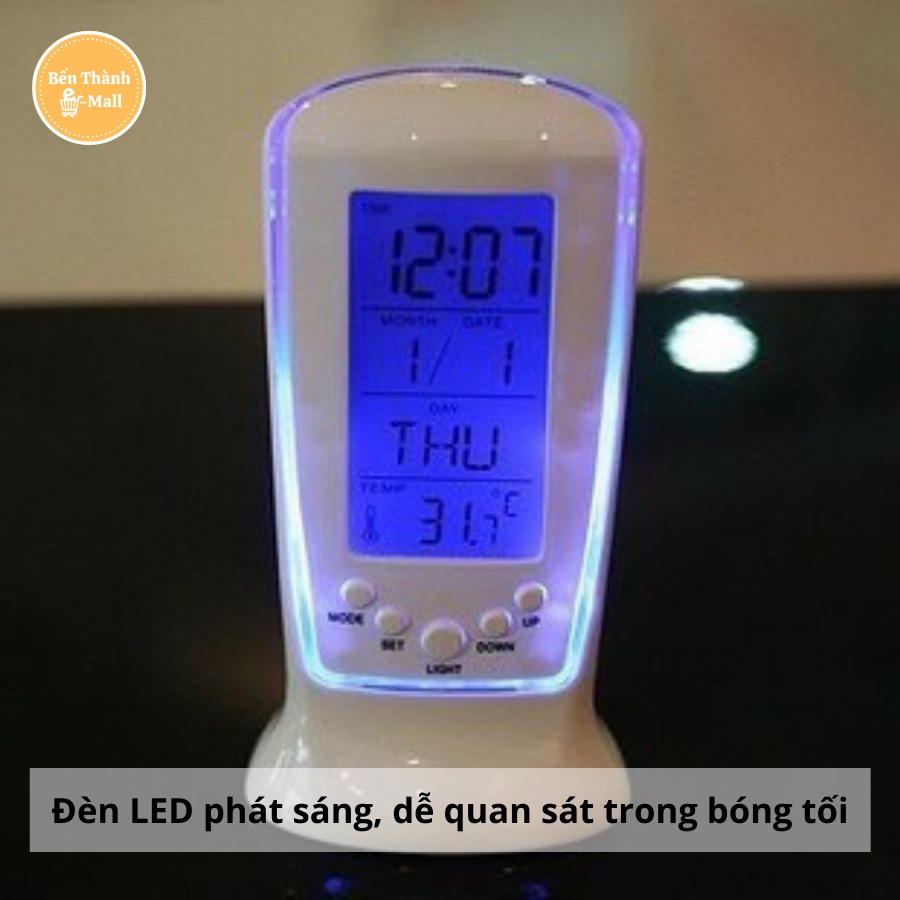 Đồng hồ để bàn đa năng Square Clock hiển thị ngày tháng, thời gian, nhiệt độ chính xác