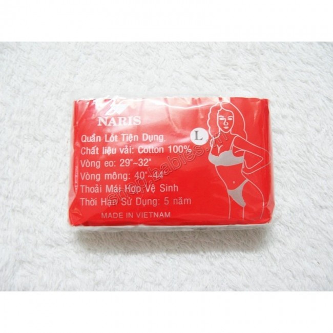 Gói 6 quần lót giấy vải cotton Naris- Ellie giặt được nhiều lần