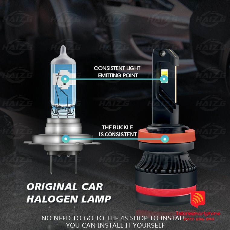 Đèn pha LED Unilight S11 100W 20000LM chip LED LASER 3570 6 NHÂN hiệu suất cao cho ô tô