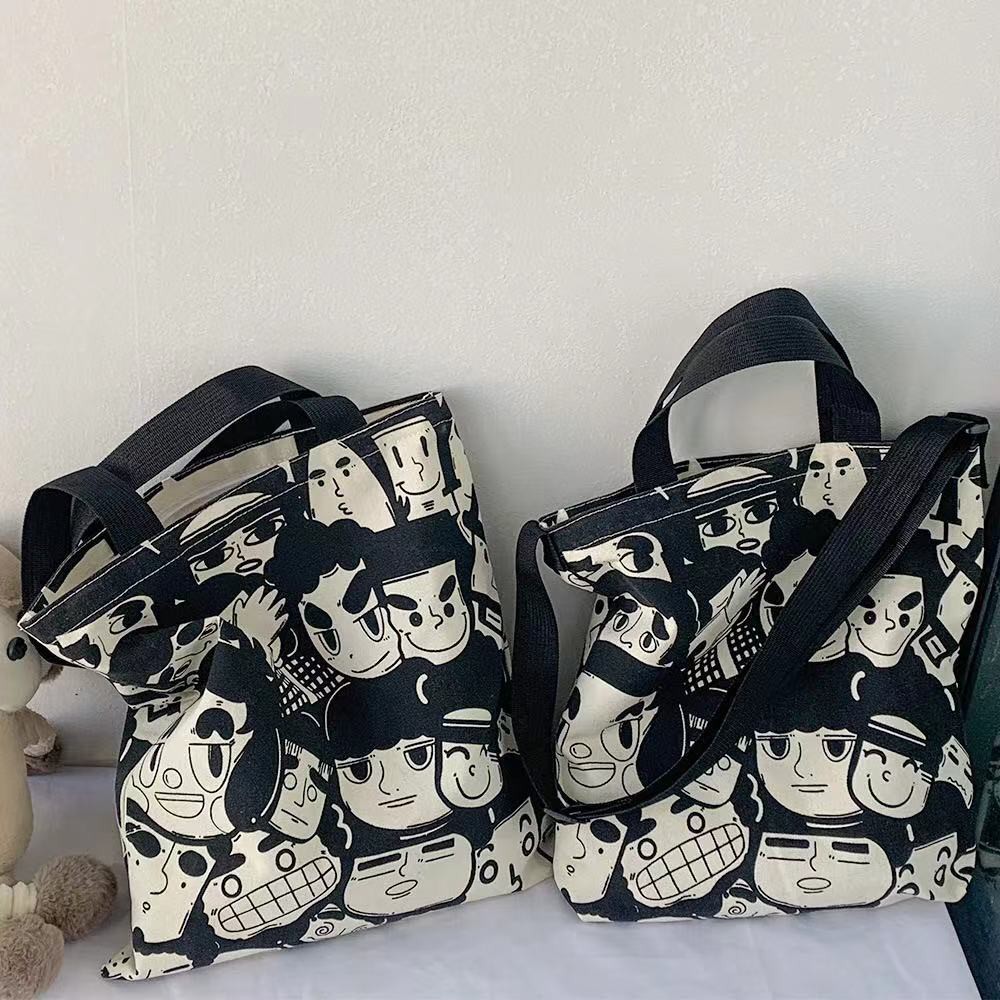 Túi Xách Canvas Ngăn Rộng Họa Tiết Graffiti Dễ Thương Dành Cho Nữ | BigBuy360 - bigbuy360.vn