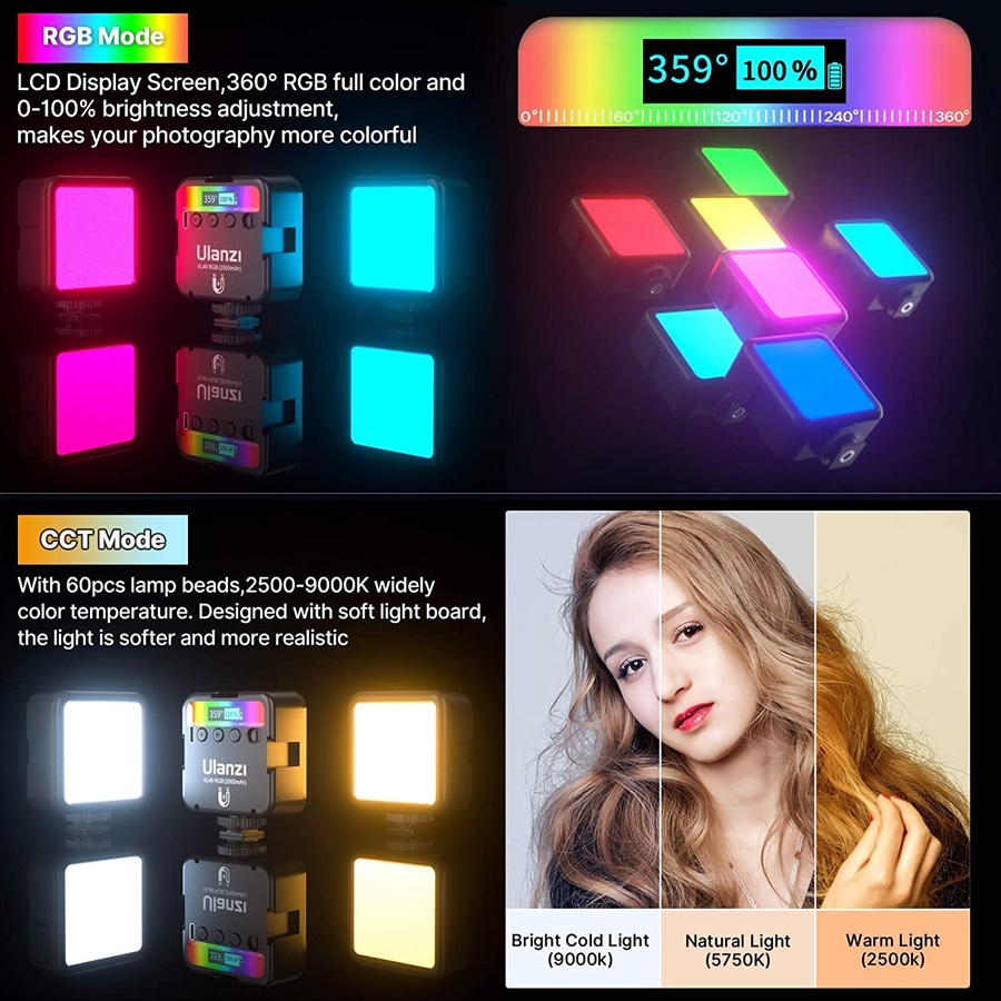 Đèn LED ULANZI VL49 RGB dành cho máy ảnh, điện thoại