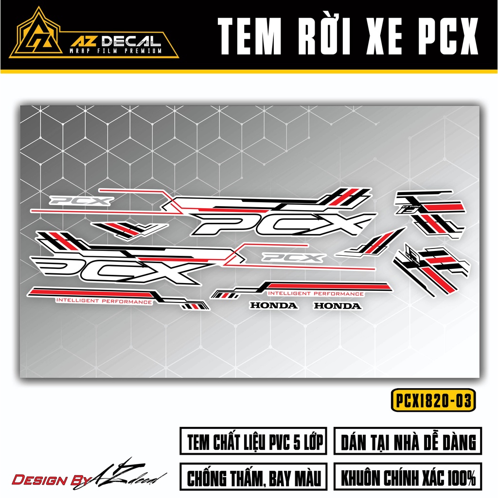 Tem Rời Dán Xe PCX Thiết Kế Cá Tính | PCX-03 | Decal Chế Dán Xe Máy PCX 125 150 160 Đời 2014 - 2020 Chống Nước Bền Màu