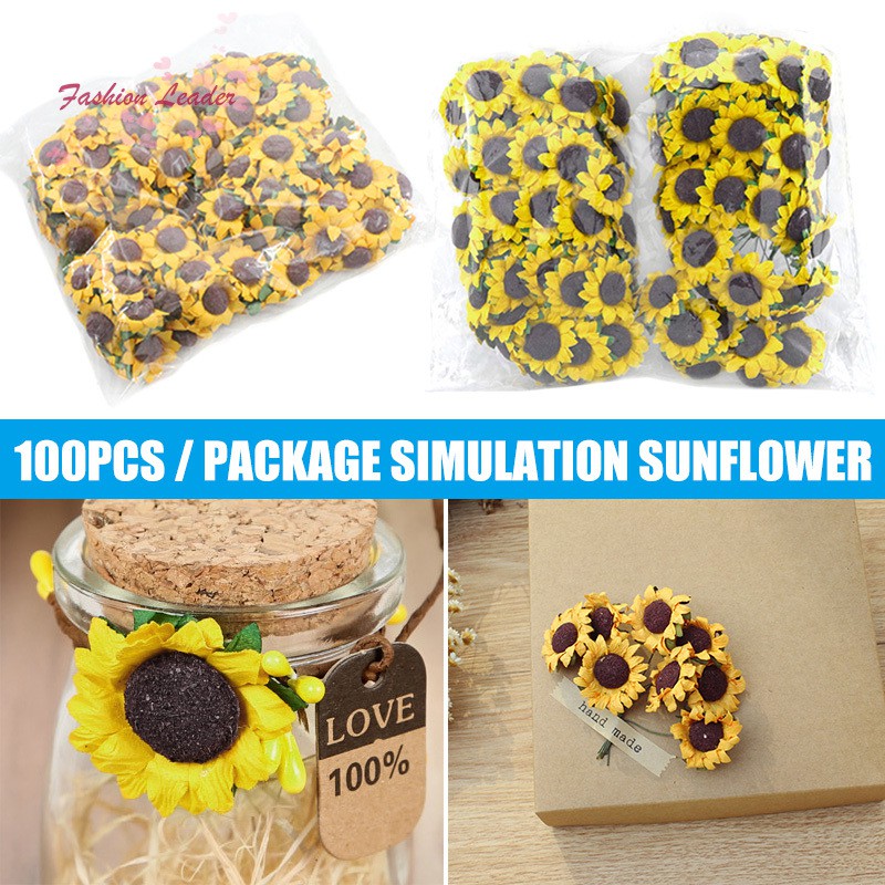 Set 100 hoa hướng dương trang trí tiệc làm bằng giấy