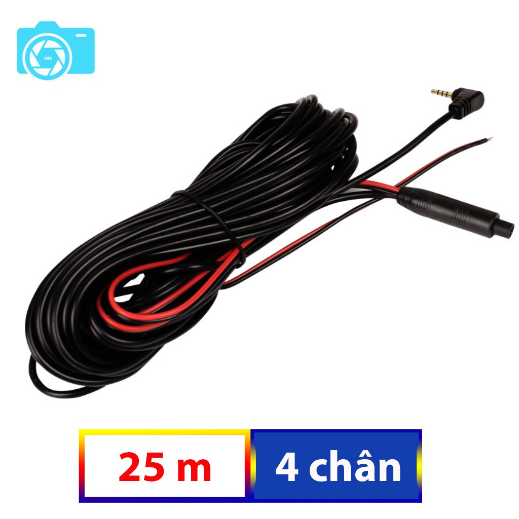 Dây tín hiệu camera lùi ô tô, loại 4 chân, jack 2.5mm, dài 25m