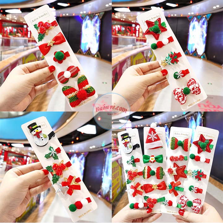 Set 5 kẹp tóc Giáng Sinh xinh xắn đáng yêu 01046