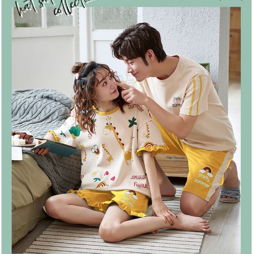 Bộ Đồ Ngủ Pijama Ngắn Tay Phong Cách Hàn Quốc Cho Cặp Đôi | BigBuy360 - bigbuy360.vn