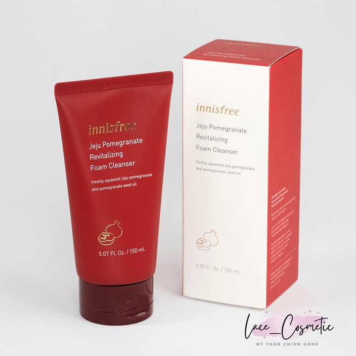Sữa rửa mặt lựu đỏ Innisfree Jeju Pomegranate Revitalizing Foam Cleanser 2 dung tích 150ml/80ml - LACE COMESTIC