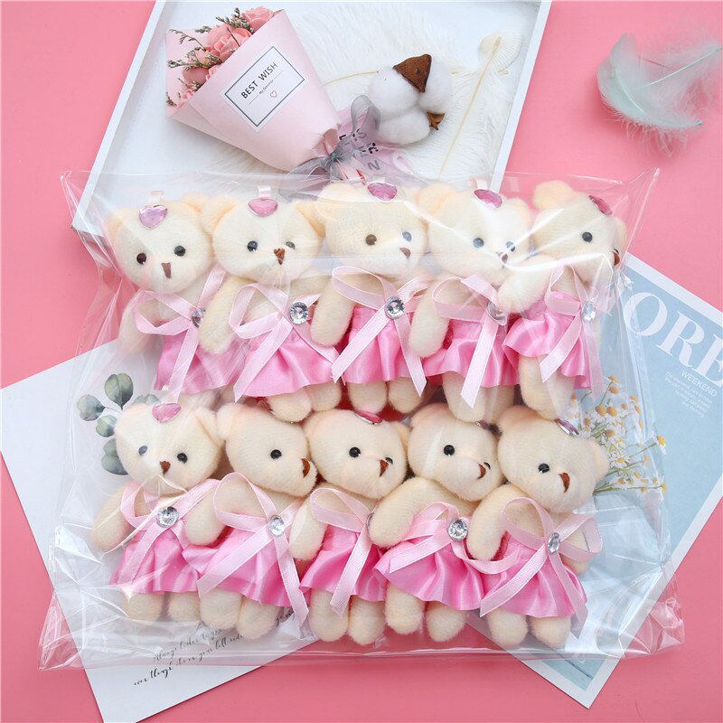 Bó 10 Gấu Bông Dễ Thương Trang Trí Tiệc Cưới
