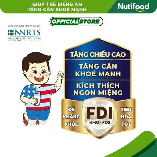 Sữa bột NutiFood Grow Plus+ TCKM Xanh Hộp 1,5kg