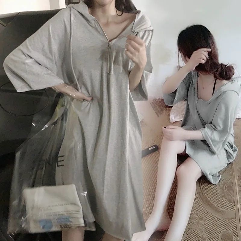 Đầm Thun Ngắn Tay Dáng Rộng Phong Cách Mới Mùa Hè Cho Nữ