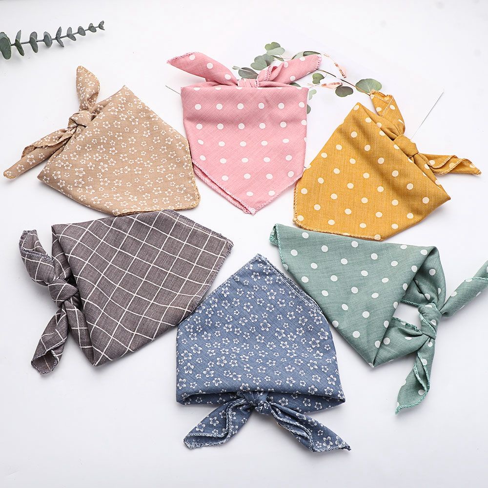 Khăn quàng cổ bandana hình tam giác bằng cotton họa tiết chấm bi/ sọc caro làm yếm thoải mái cho chó mèo cỡ lớn/vừa/nhỏ