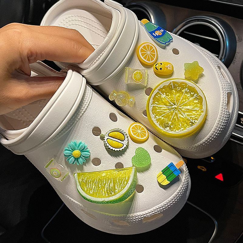 Đôi dép crocs diy thời trang trang trí trái cây trong suốt crocs jibitz charms phụ kiện