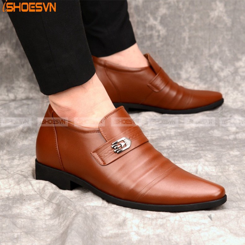 Giày da nam tăng chiều cao ISHOESVN IS249 - Giày lười công sở giày ishoes