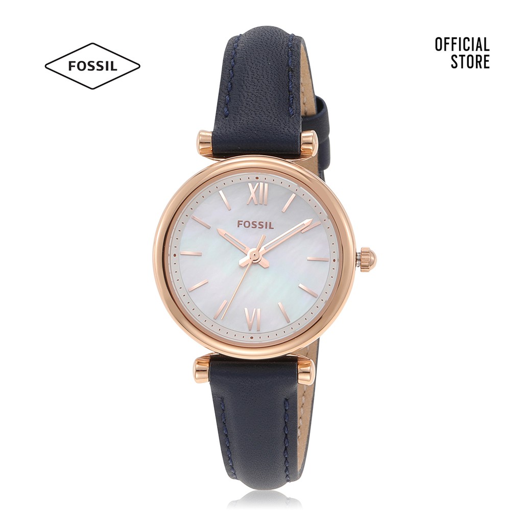 Đồng hồ nữ Fossil Carlie Mini ES4502 dây da - màu xanh