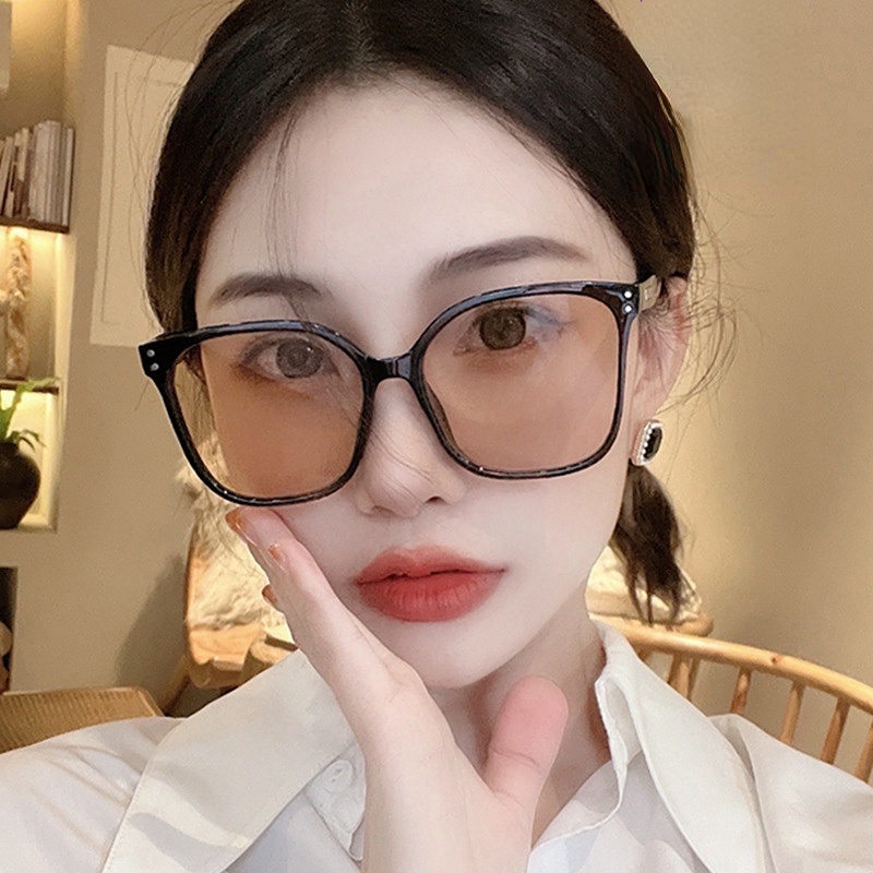 Kính râm nữ Hàn Quốc Kính râm gọng lớn Retro Kính râm chống tia cực tím UV400